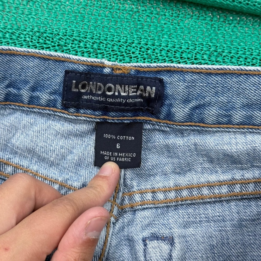 Y2K London Jean Vintage Straight Leg Patchwork Sexy Butt Spell Out Denim Size 6 - Picture 5 of 11